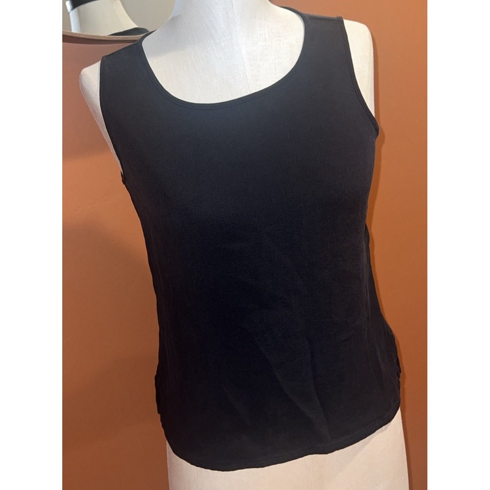 Chicos Platinum Black Sleeveless Tank‎ Top Side Slit Casual Everyday Women